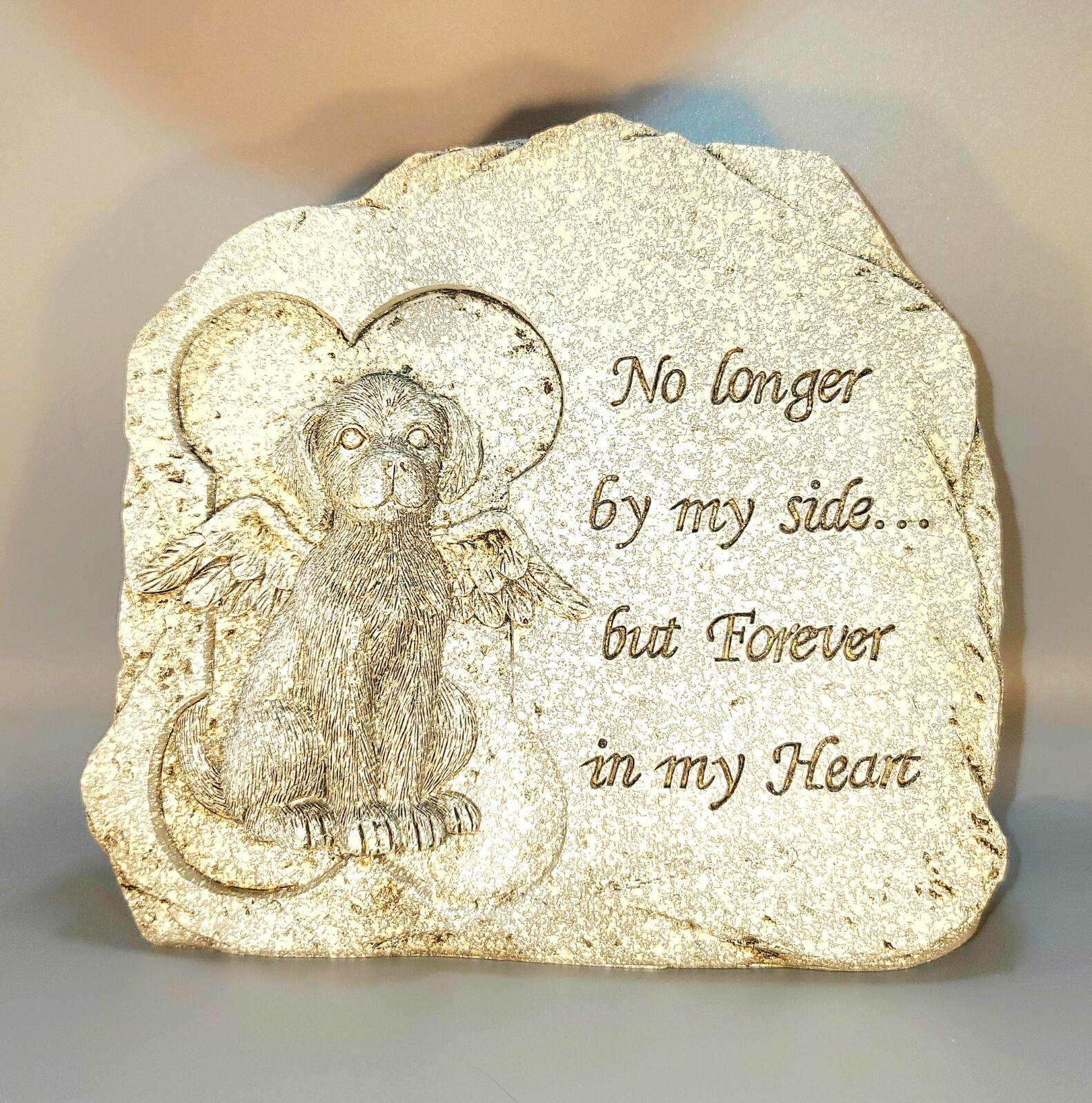 Pet Dog Memorial Sleeping Puppy Statue Angel Wings Grave Marker Keepsake