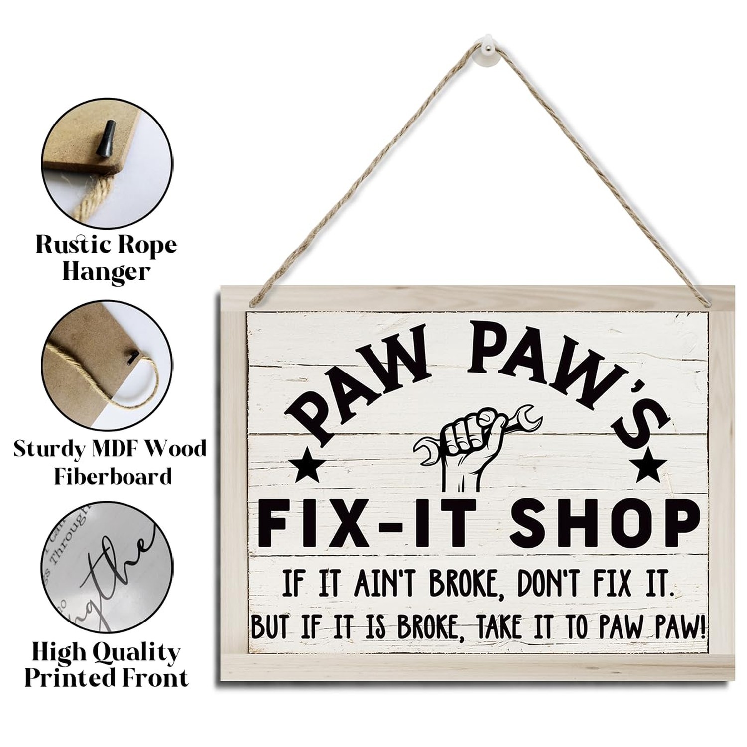Paw Paw Gifts, Paw Paw Wooden Sign for Father’s Day, Rustic Hanging Wood Plaq…