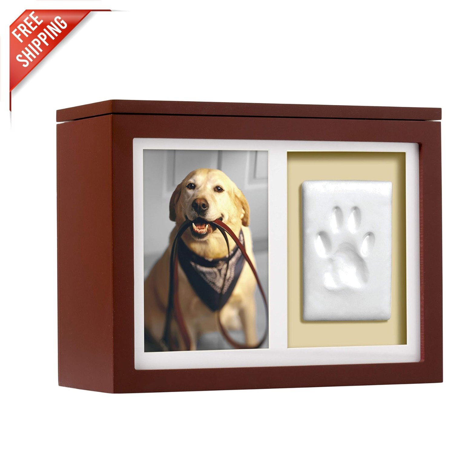 Personalized Paw Print Memory Box for Dogs and Cats – Includes Urn and Clay Kit