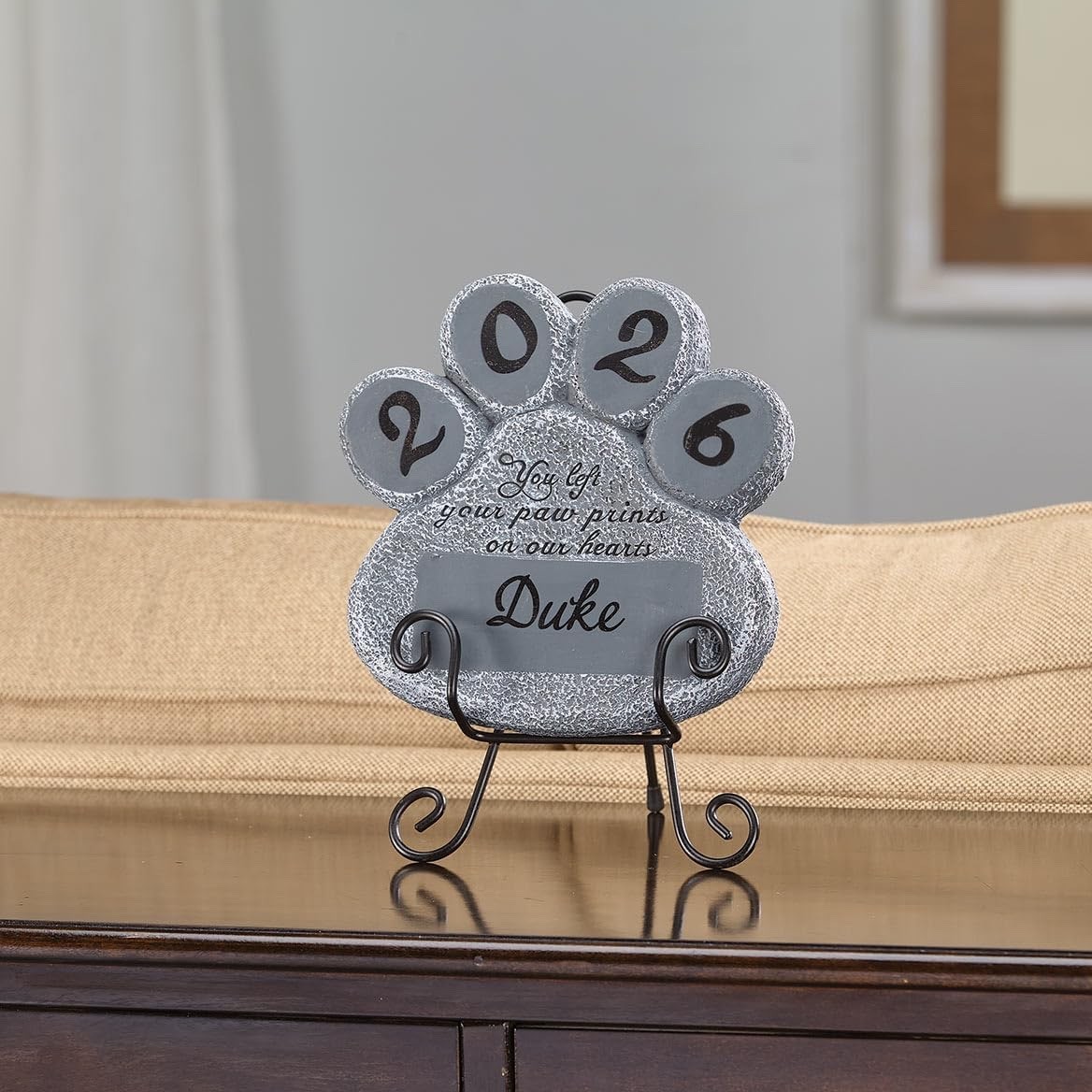 Pet Memorial Garden Stone Personalized NAME YEAR Dog Cat Paw Print Grave Marker