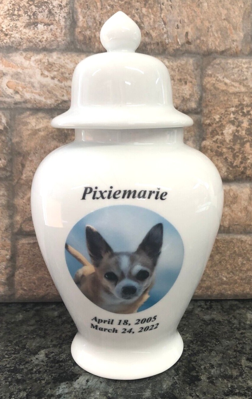8″ Photo Picture Pet Dog Cat Cremation Memorial Urn Personalized