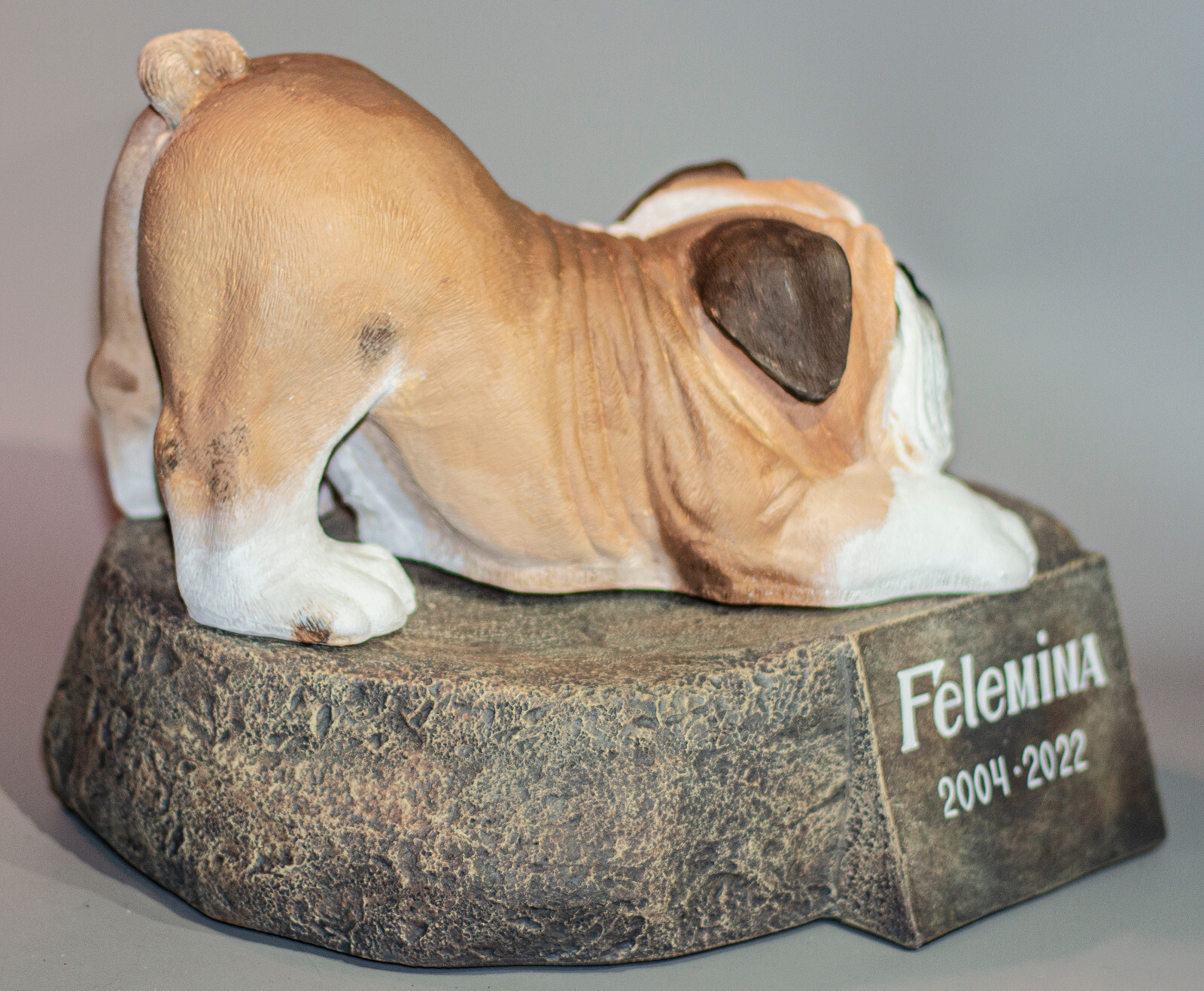 English Bulldog Memorial Headstone Urn Pet Ashes Statue Cemetery Marker Plaque
