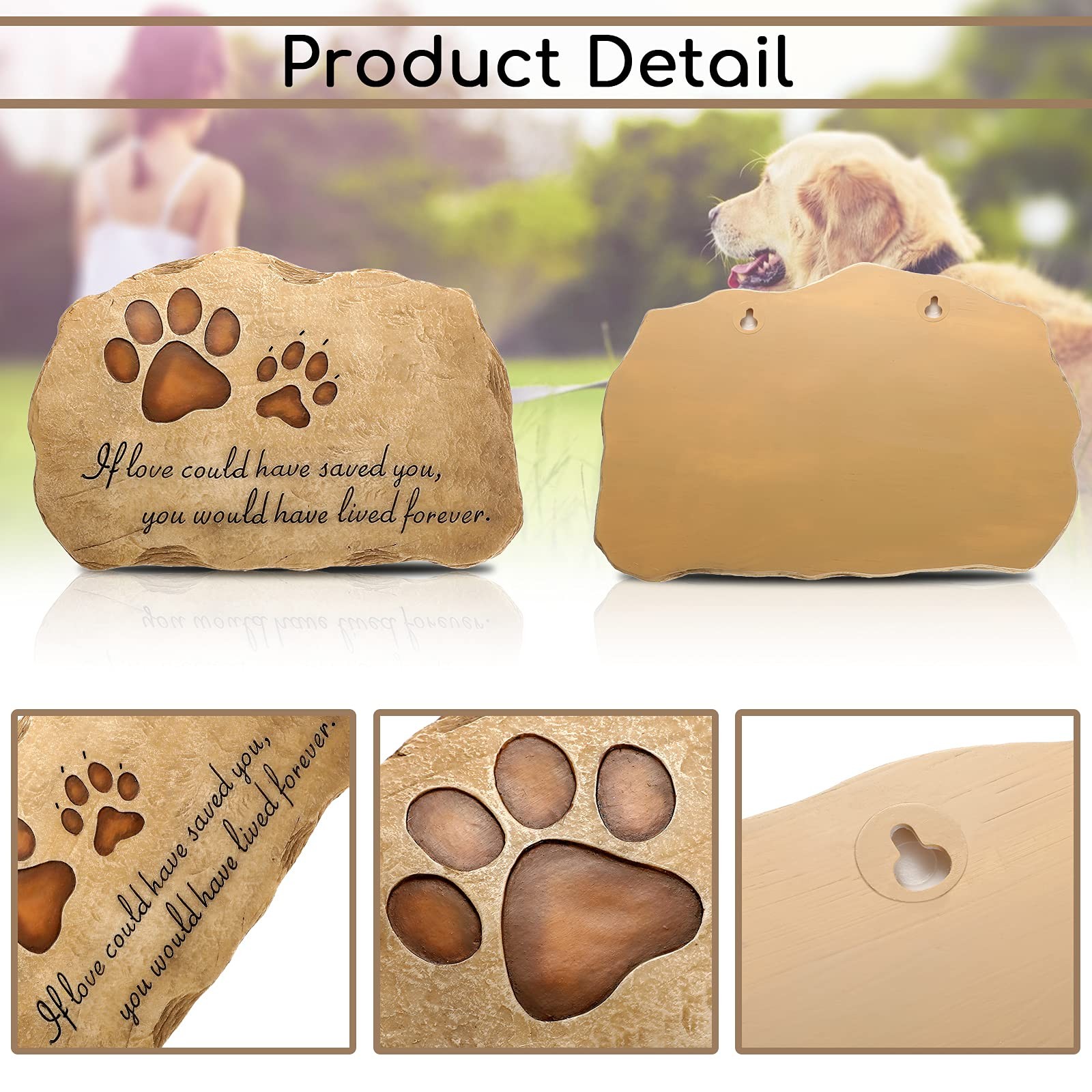 Pet Memorial Stone Pet Memory Stepping Stone Cat Dog Headstone Garden Memoria…