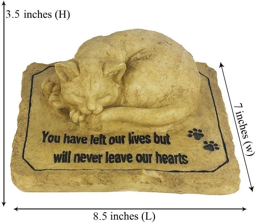 Compassionate Cat Garden Stone with 3D Sleeping Cat – Perfect Sympathy Gift
