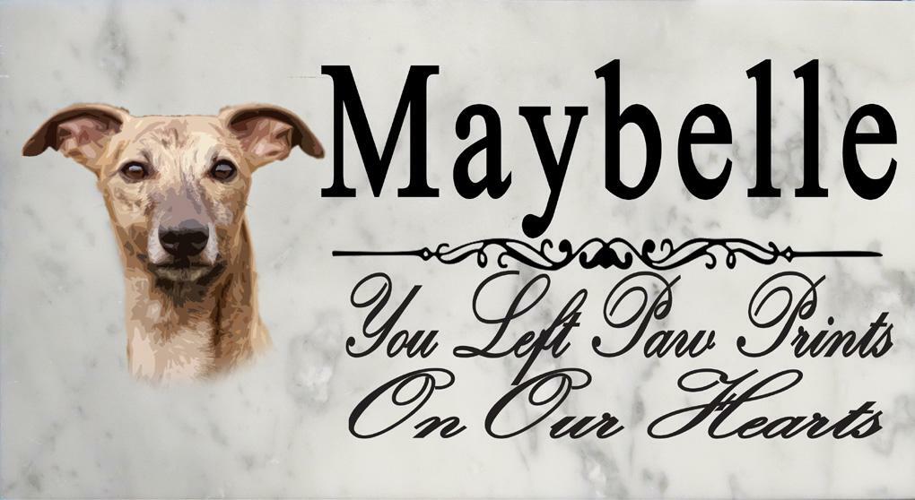 Customized Whippet Memorial Stone Dog Garden Rock Grave Marker Outdoor or Indoor