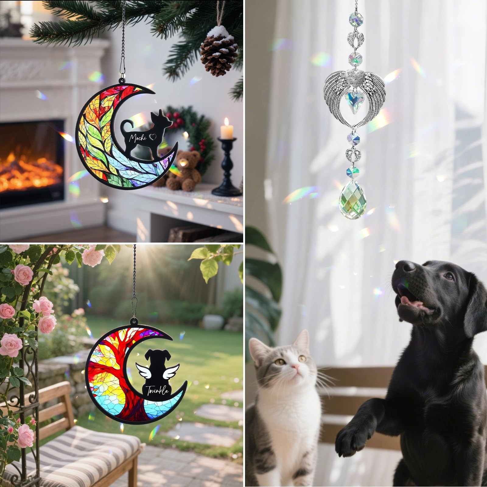 Dog Memorial Gifts – Dog Memorial Suncatcher Set with Acrylic & Crystal Sunca…