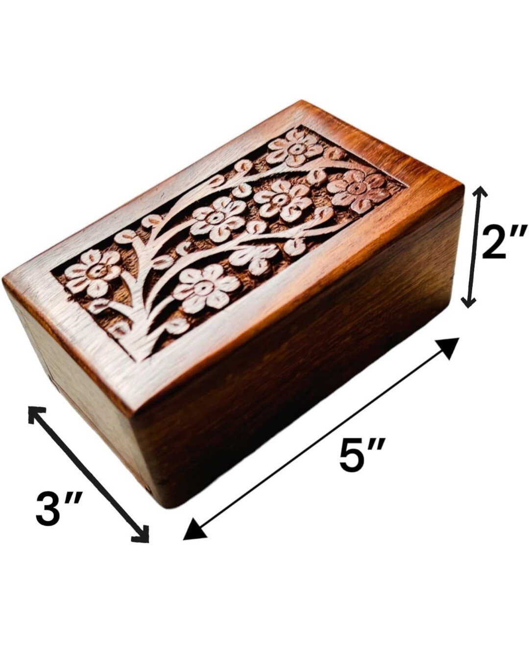 Tree of Life Pet Urn Medium Hand Engraved Wooden Natural Rosewood Box