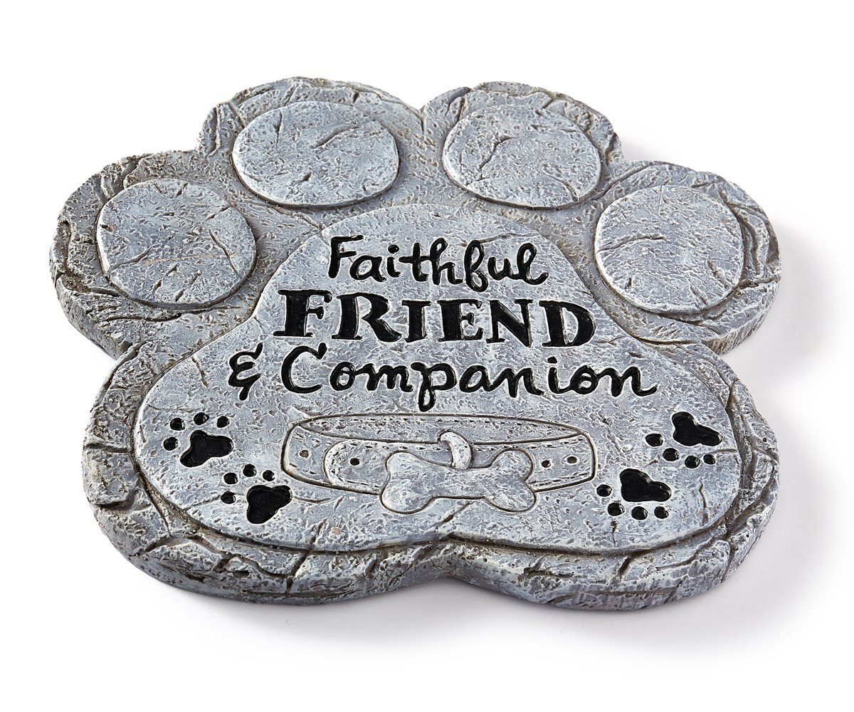 Paw Print Stepping Stone Memorial Pet 11″ long with Sentiment Wall Plaque Resin