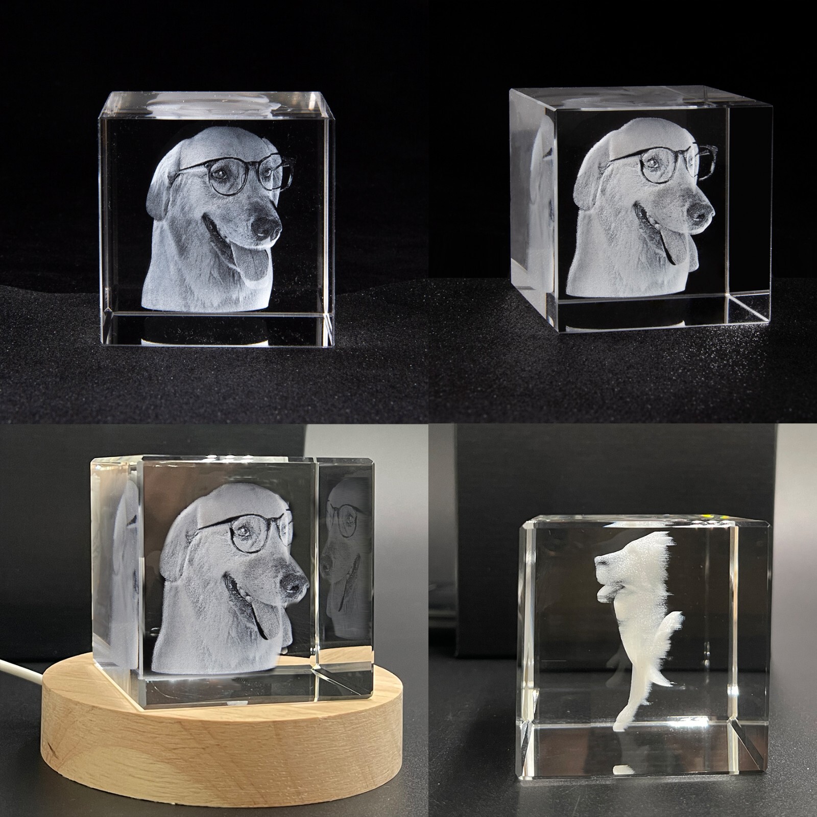 Personalised 3D Photo Crystal Fathers Day Family Memory Gifts for Pet Dog lovers