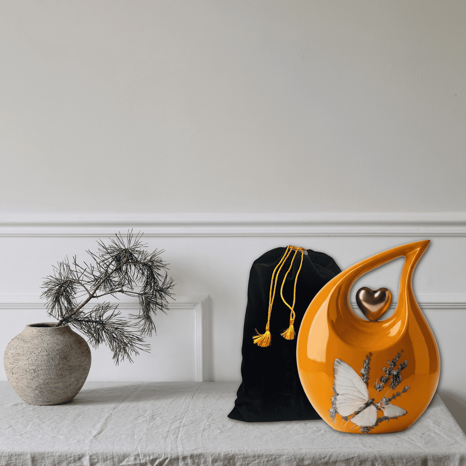 Amber Orange Teardrop Aluminum Cremation Urn for Human Ashes 200 Cu In Love Ones