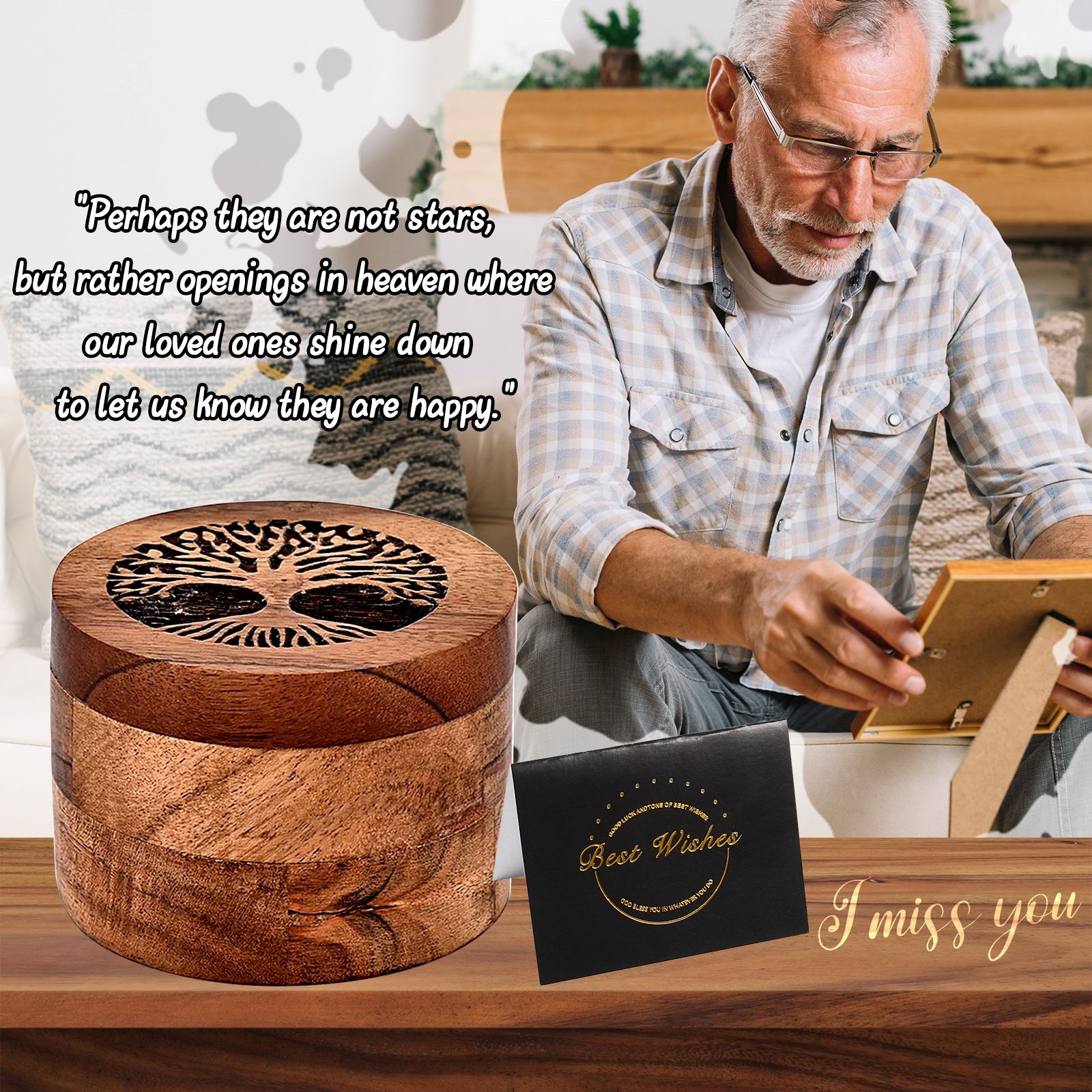 Tree of Life Wooden Pet Dog Cat Keepsake Handcrafted Ashes Urn Memorial Gift