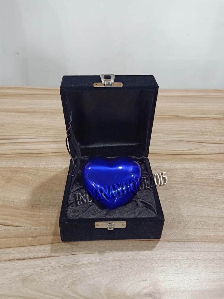 Home Decor Urn Cremation for Ashes Keepsake Blue Heart Urn with Black Box