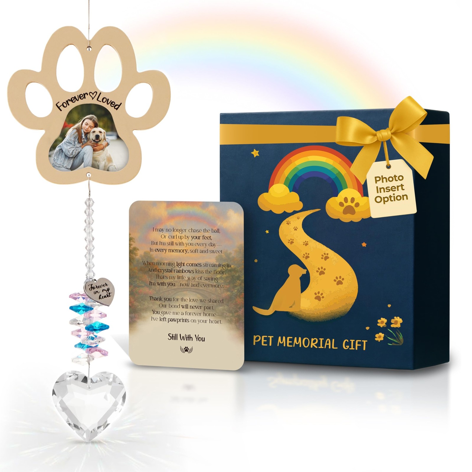 Pet Memorial Crystal Suncatcher with DIY Photo Insert, Personalized Sympathy …