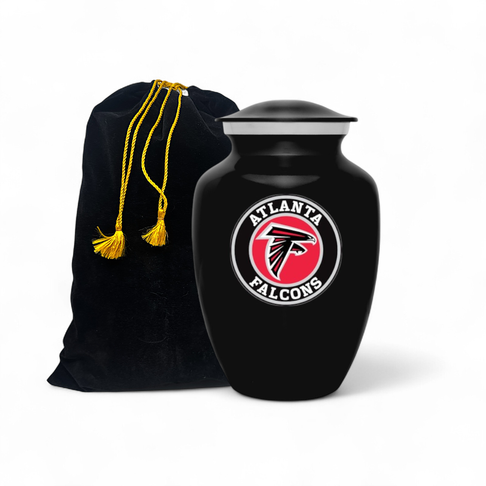 Black Metal Atlanta Falcons Football Style Cremation Urn Adult Ashes 8 Inch Urns
