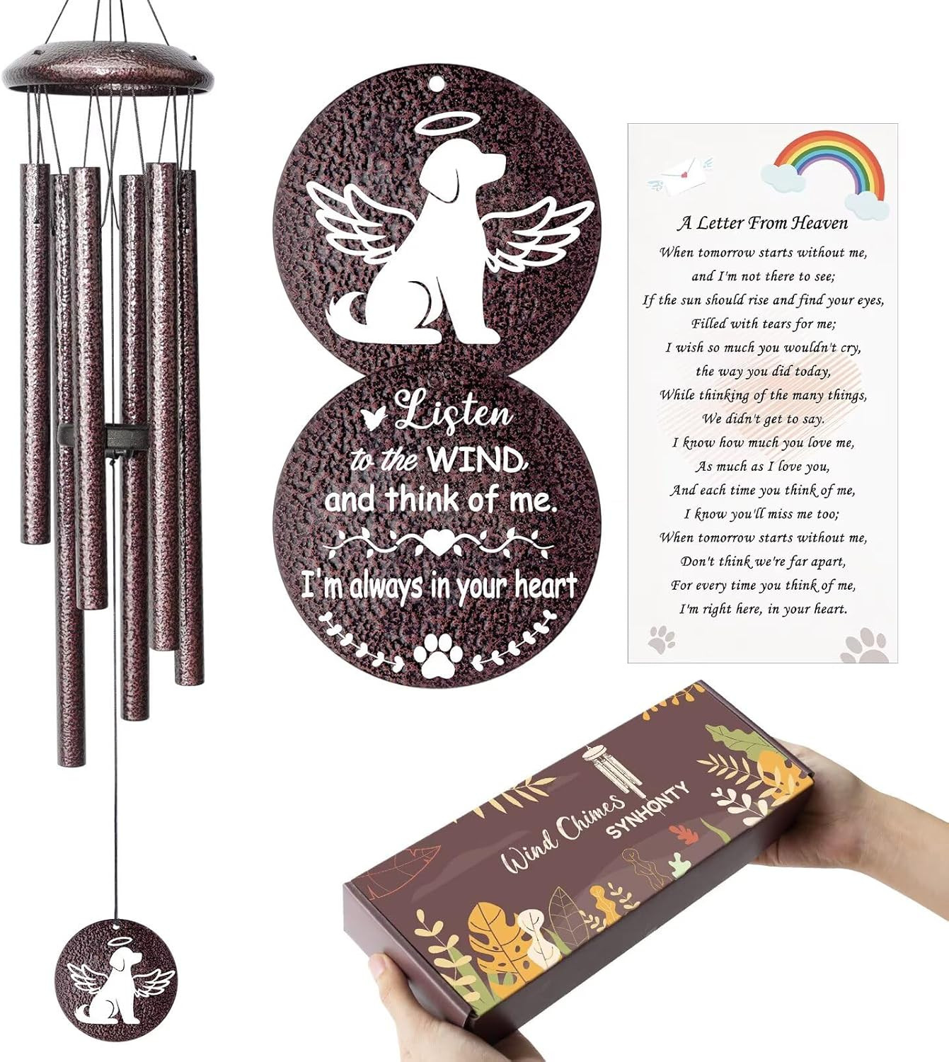 Pet Memorial Gifts for Loss of Dog, 25 Inch Pet Memorial Wind Chimes, Loss of Do