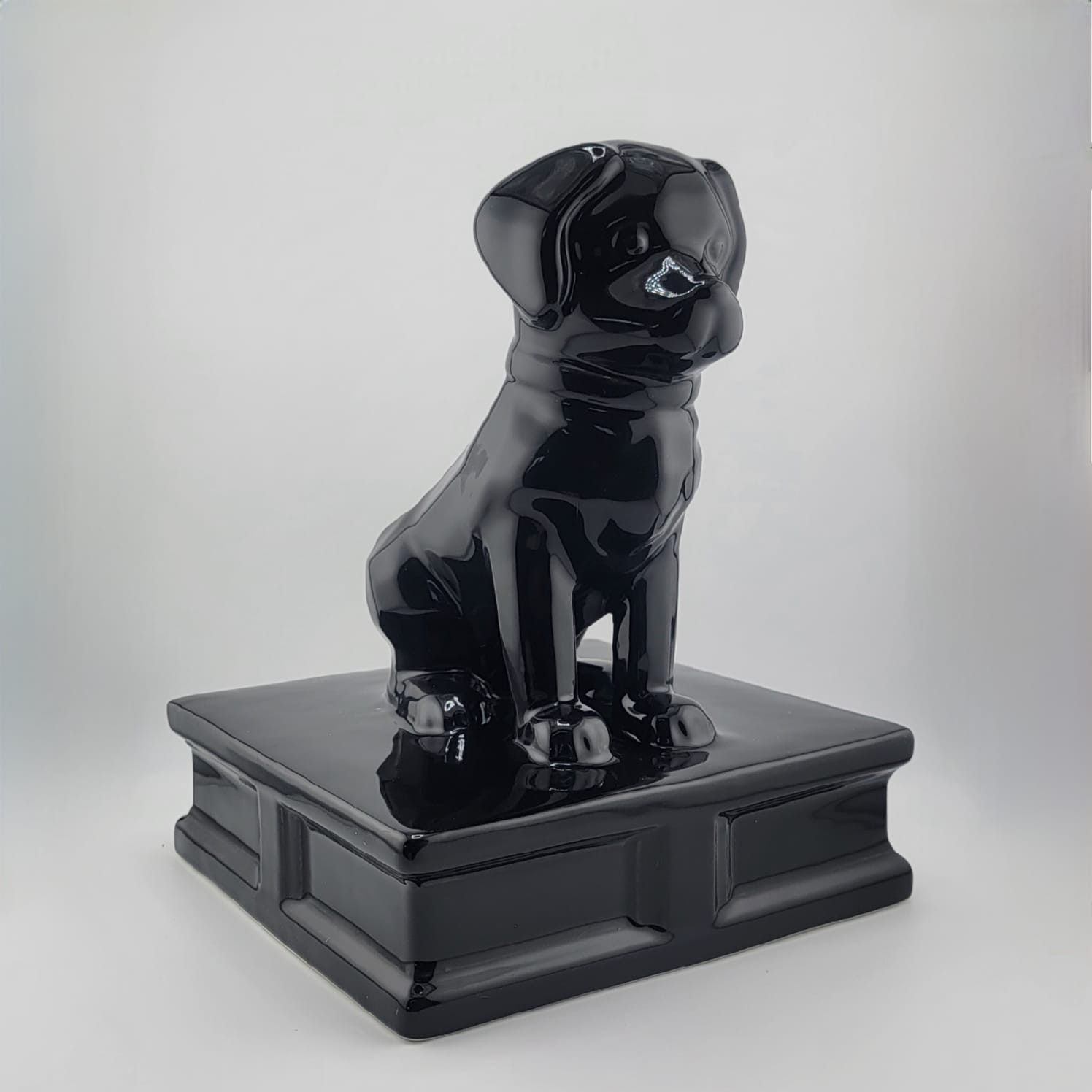 Pet Ashes Urn Geometric Dog Memorial – Glossy Ceramic – Black / White