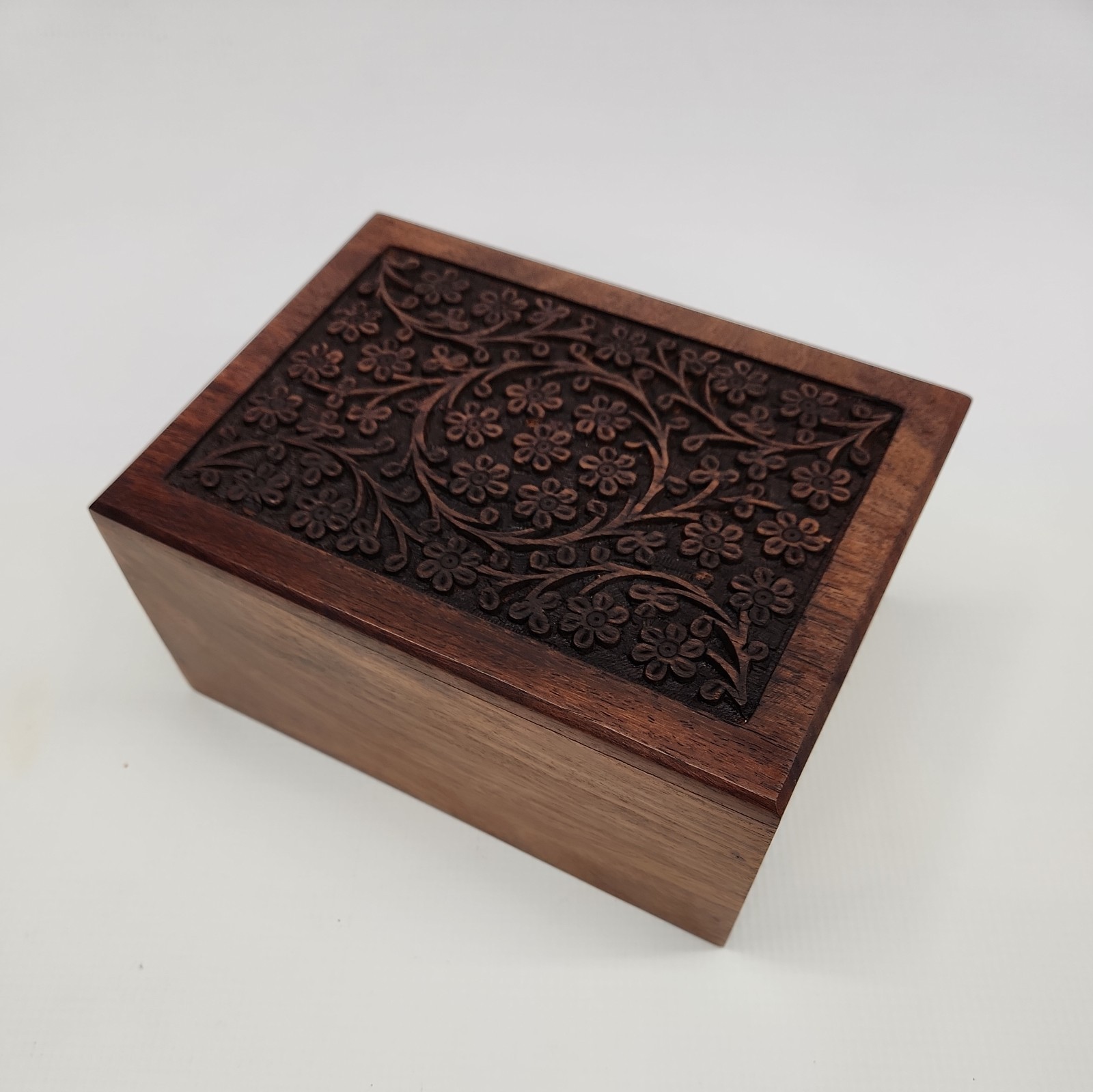 Cremation Urn For Ashes 9″ Carved Wooden Dog Cat pet Memorial Keepsake Box