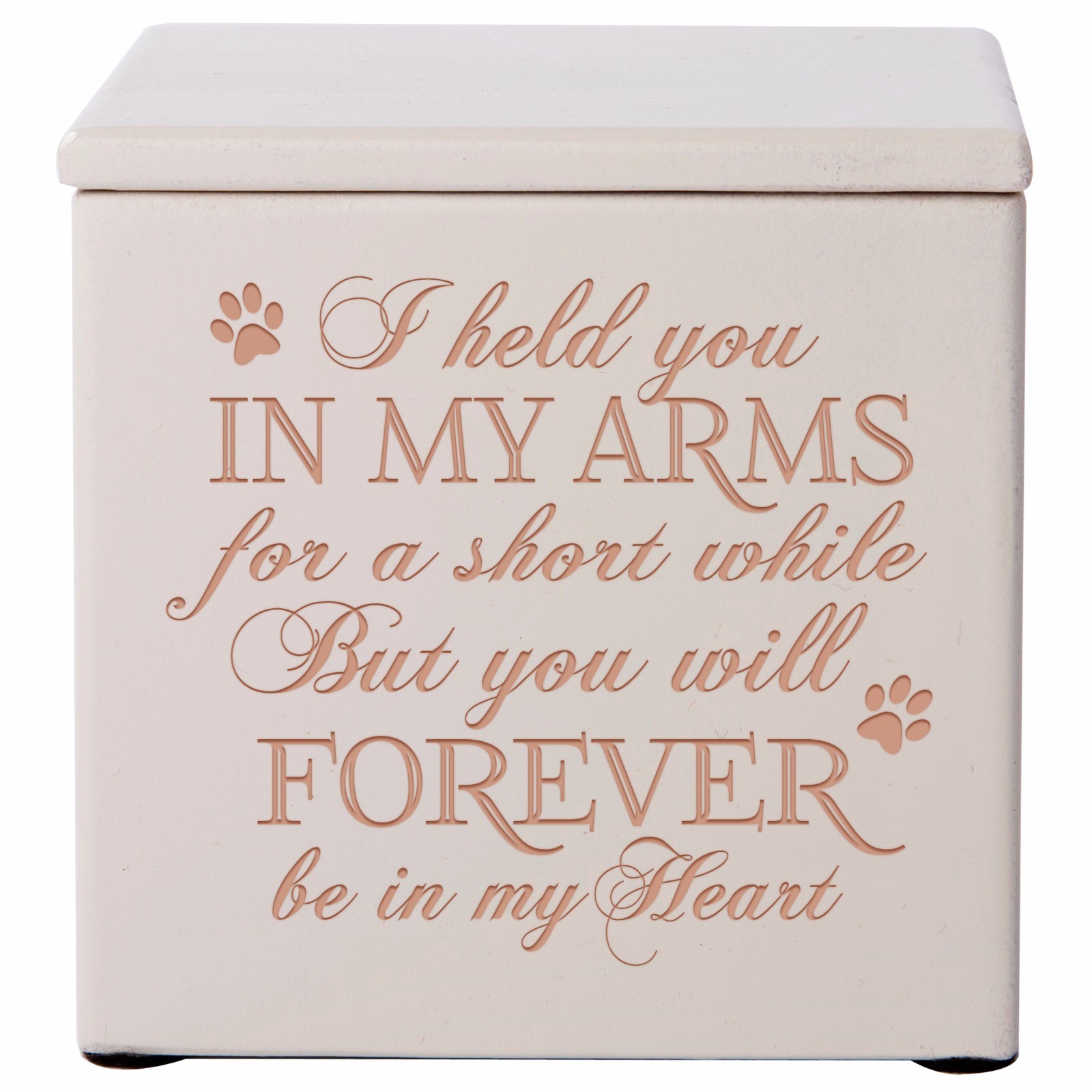 Wooden Memorial Cremation Urn Box For Pet Ashes 3.5 in – I Held You In My Arms