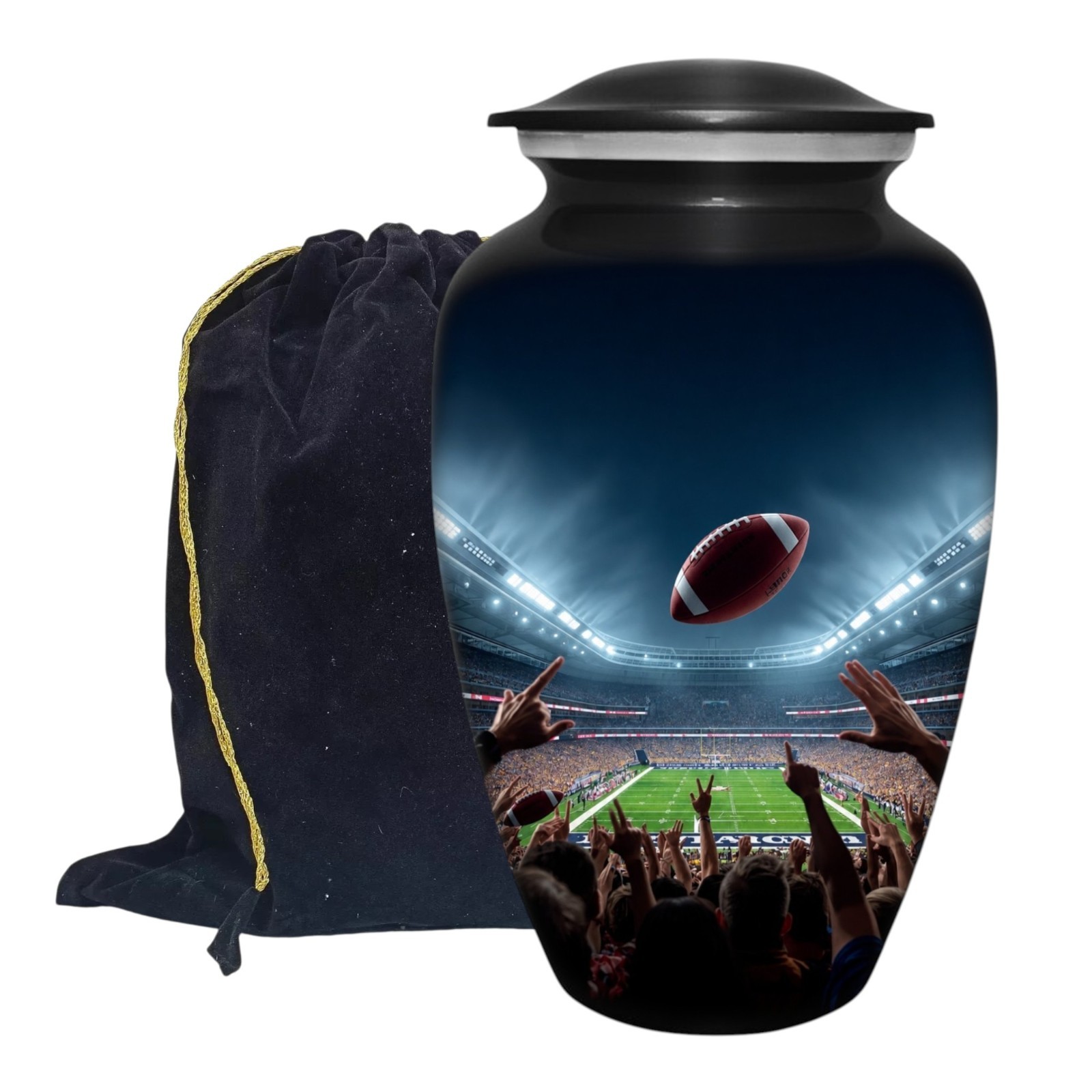 Large Cremation Urn for Human Ashes – Football Theme Memorial Adult Funeral Urns