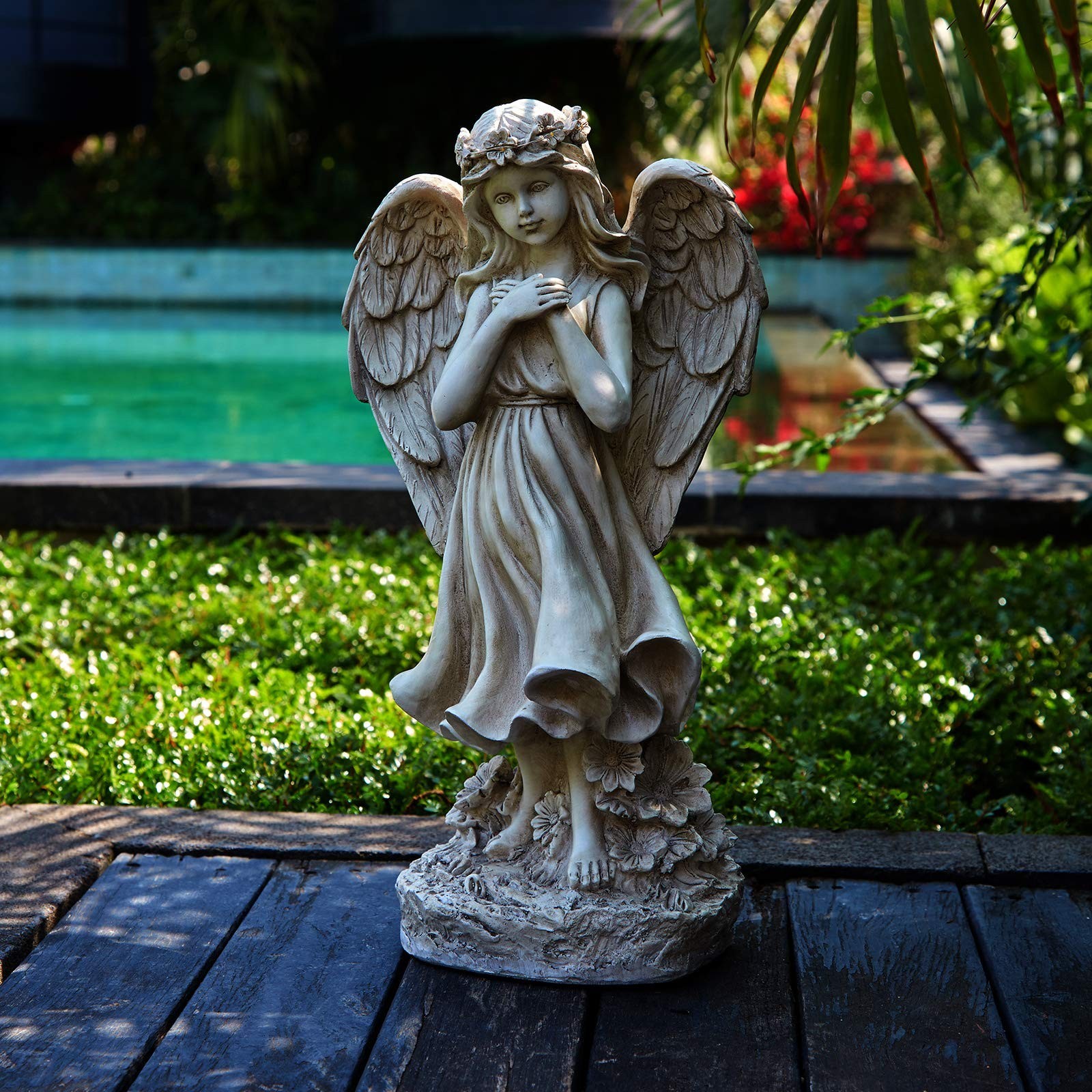 Garden Angel Figurines, Light Up Praying Angel Statues Outdoor Statue with So…