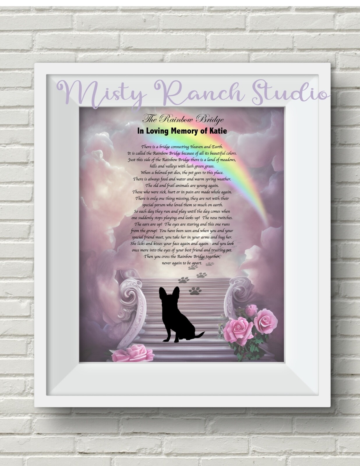 DOG BREED Memorial Poem RAINBOW BRIDGE UNFRAMED Stairway to Heaven Art Print