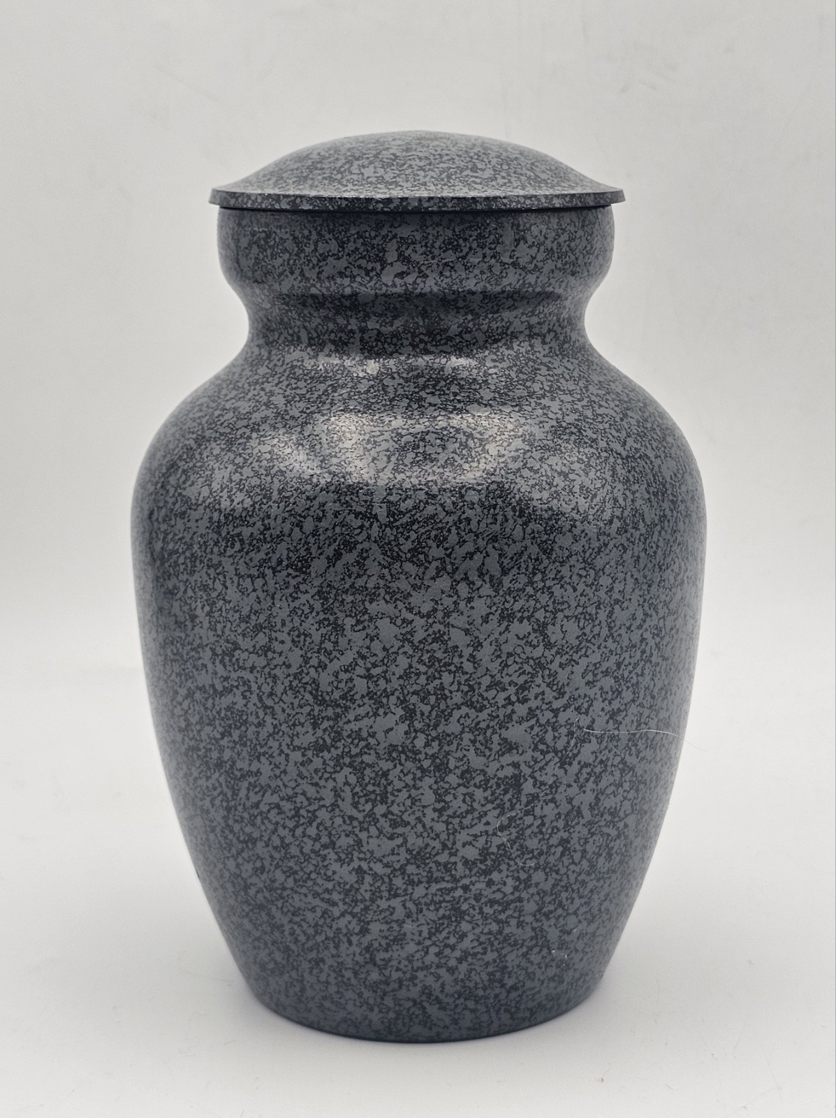 Brass Small Memorial Cremation Urn w/ Metal Lid 6″~ Human/Pet Ashes Grey & Black