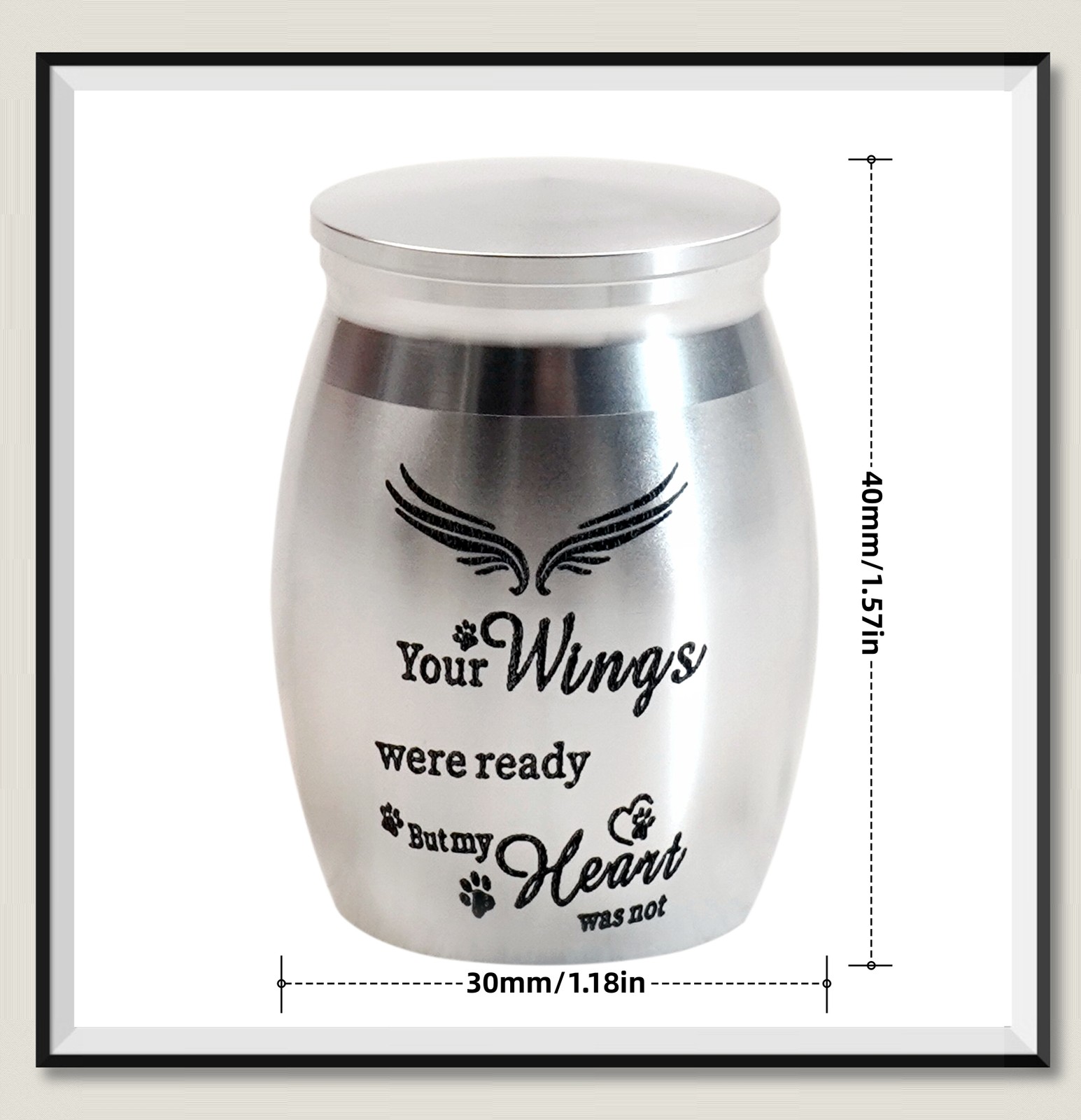 Mini Pet Memorial Small Urns 1.57 in for Dog Cat Ashes Stainless Steel (Silver)