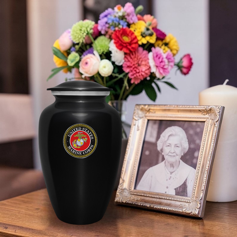 United State Marine Corps Cremation Urn Adult Human Ashes 10 Inch Urns w/Bag