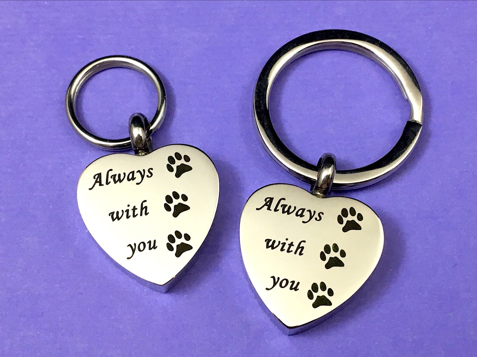 Pet Cremation Pendant Urn Keychain 1″ Key Ring Dog Cat Ashes Always With You Paw