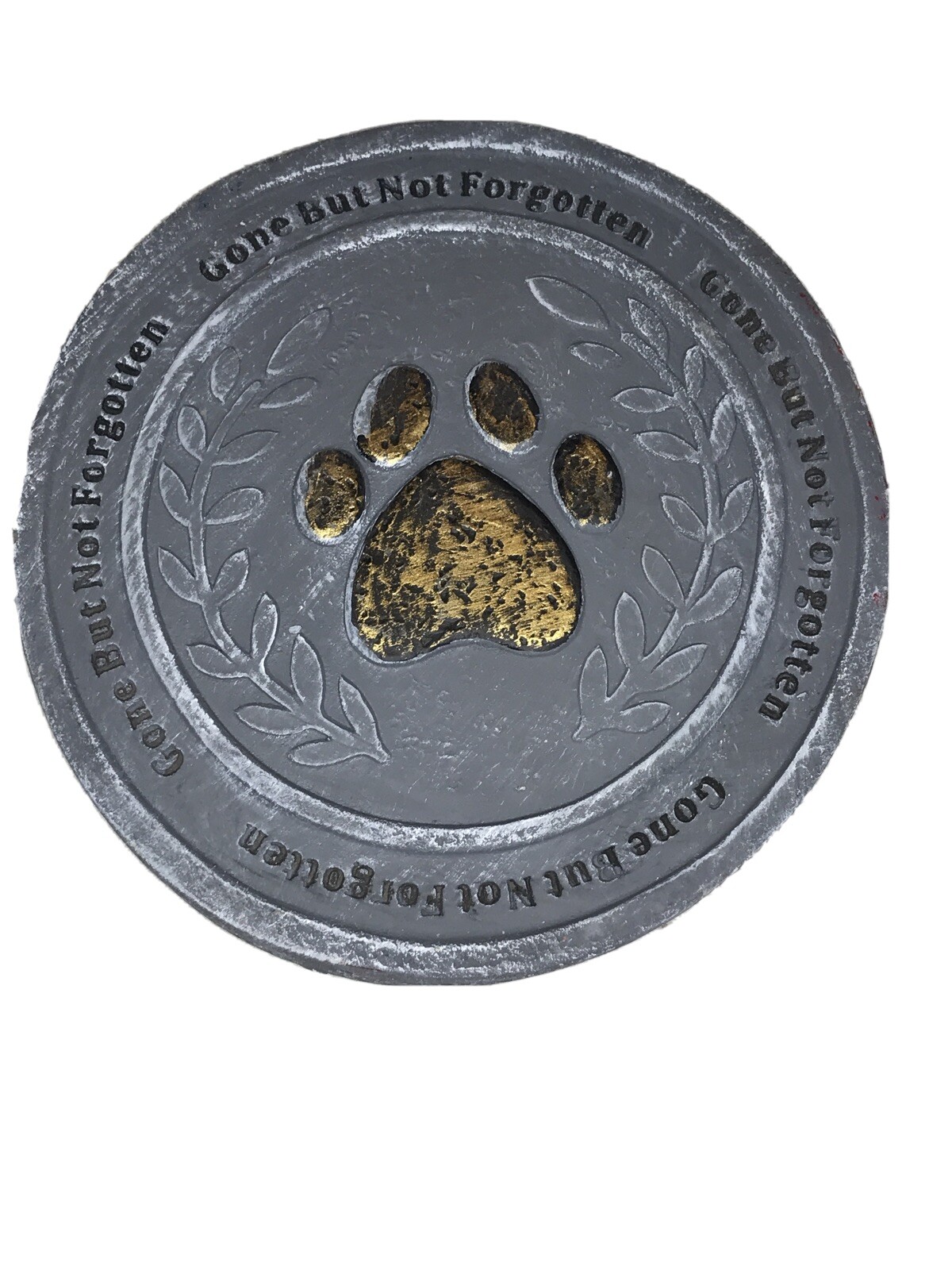 Gone Bit Not Forgotteb Dog Paw Memorial Stone 6.5” Round Stone