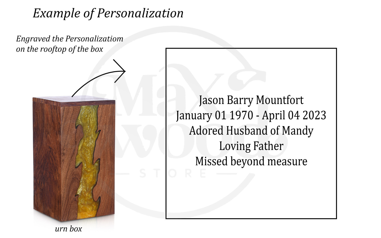 Wooden Urn Box-Urn Box-Rosewood and Golden Resin Design Urn Box For Human Ashes