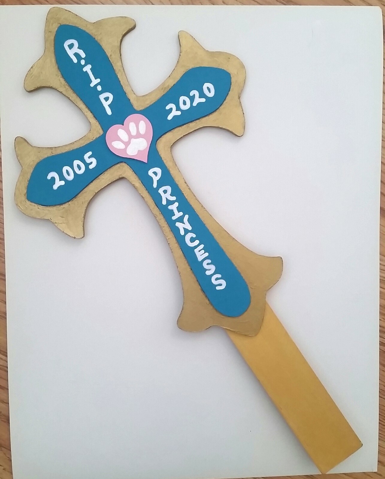 Custom Pet Memorial Grave Marker *LeFleur Wood Cross* Personalized Handmade USA