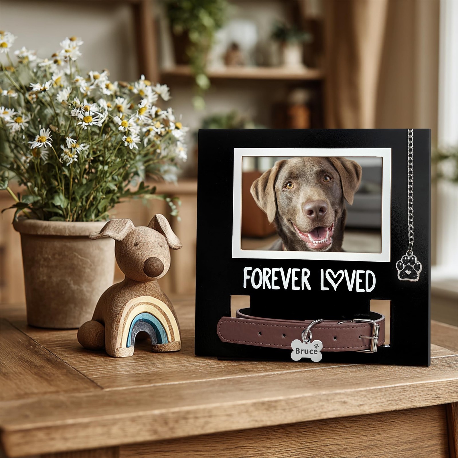 MYPAWLETS Dog/Cat Collar Memorial Frame with Paw Print Charm,Pet Loss Sympath…