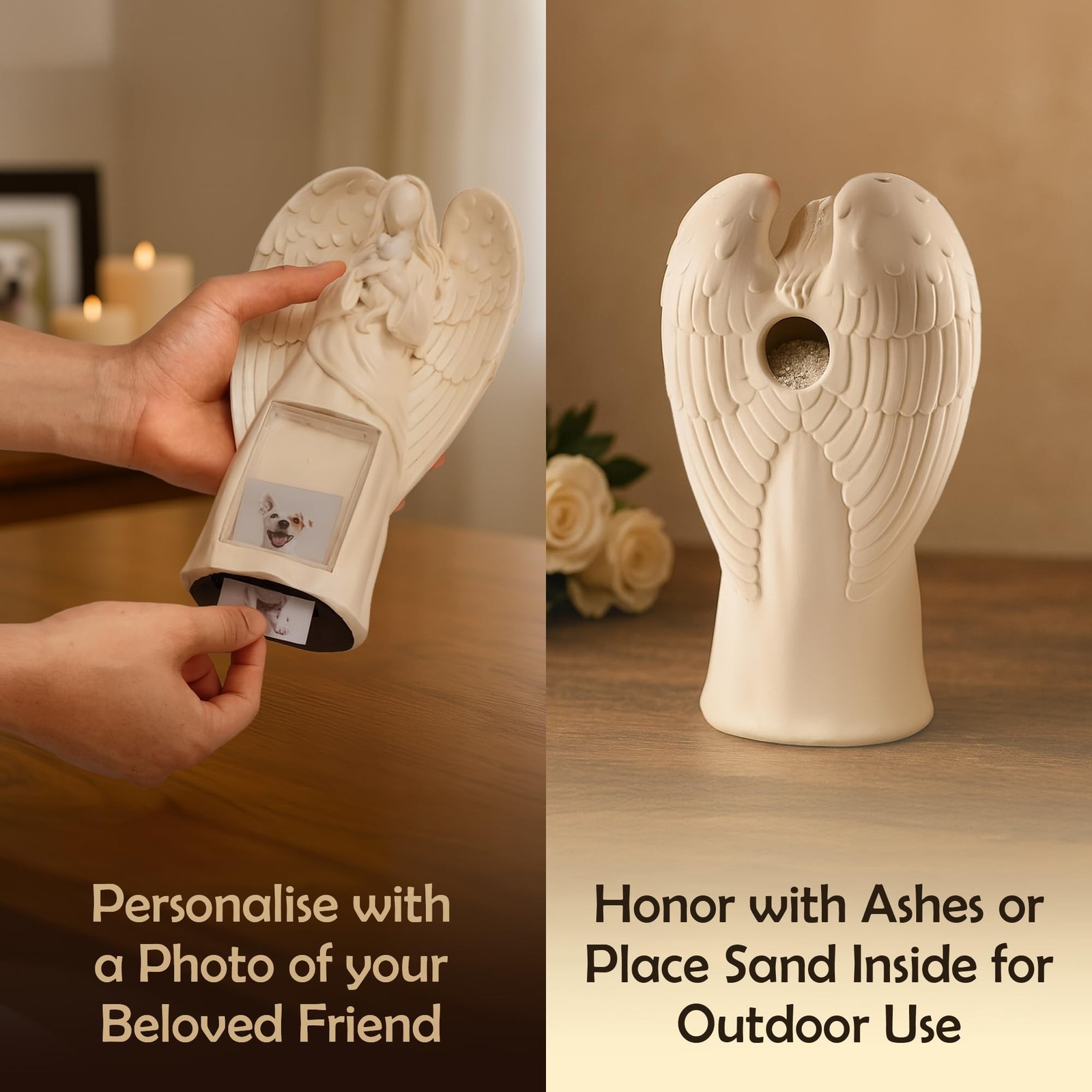 Muldale Dog Memorial Statue – Dog Photo Frame – Guardian Angel for Beloved Pe…