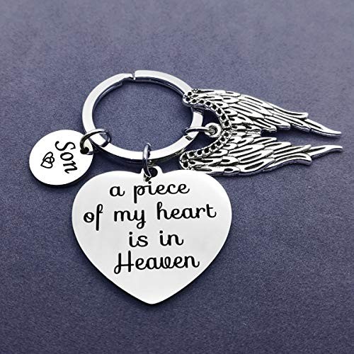 Memorial Keychain A Piece of My Heart Is in Heaven Son Memorial Jewelry Gifts