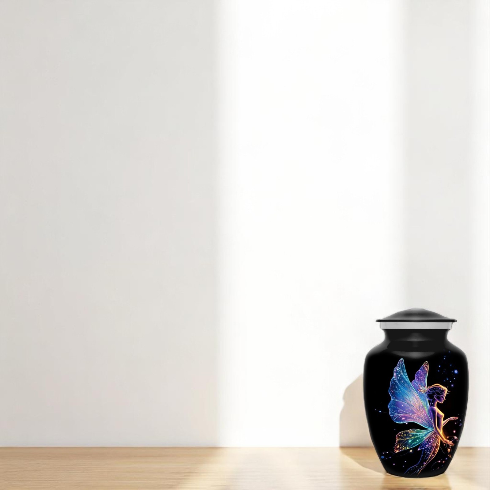 Celestial Fairy Cremation Urn for Human Ashes Adult Medium Black Urns (8 Inch)