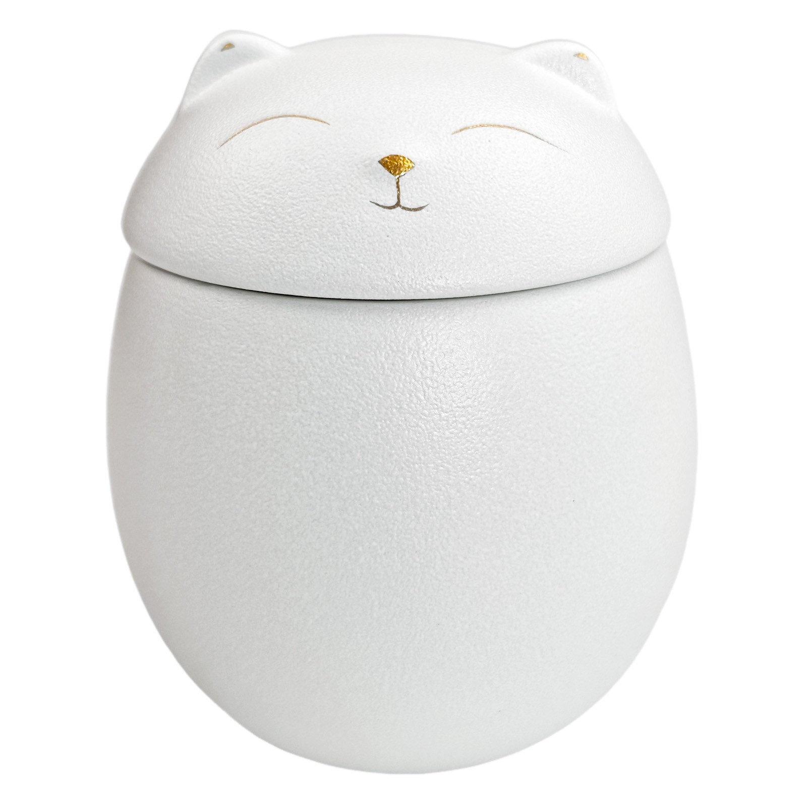 Smiley Cat Shaped White Pet Urn 4.9 x 4.3 inches For Small Dog And Cat Ashes