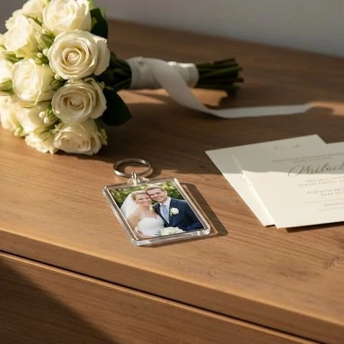6PCS Acrylic Photo Frame Keychain Holder, 2 Size Personalized Custom Picture