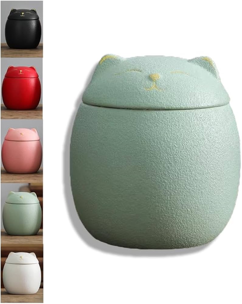 Ceramic Red Solid Pet Urn for Dogs & Cats, Photo Box Memorial Urn