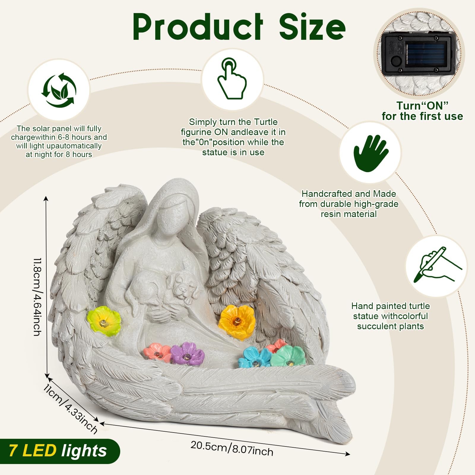 Solar Garden Decor – Memorial for Loss of Dog with Angel Statue, Solar Powere…