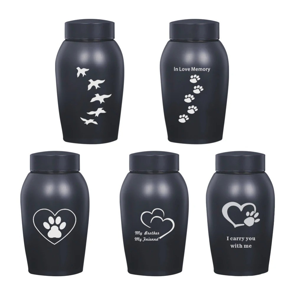 Stainless Steel Pet Cremation Urn Black Sealed Funeral Urn Small Animals US