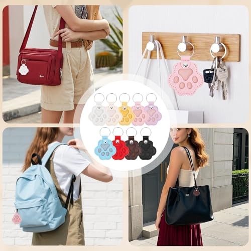 9 Pcs Dog Hair Storage Keychain, Leather Pet Memorial Keepsake Key Chain for