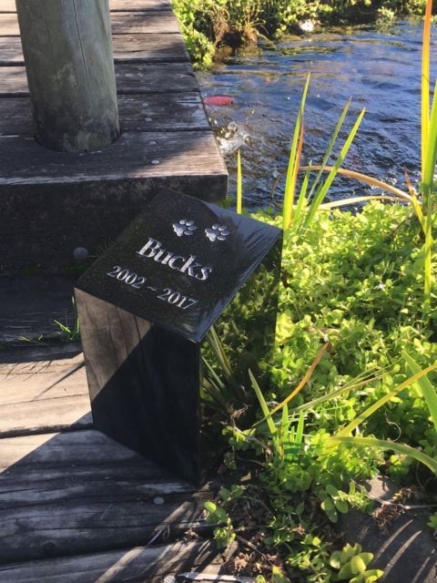Outdoor Pet Urn – Polished Black Granite – Personalised