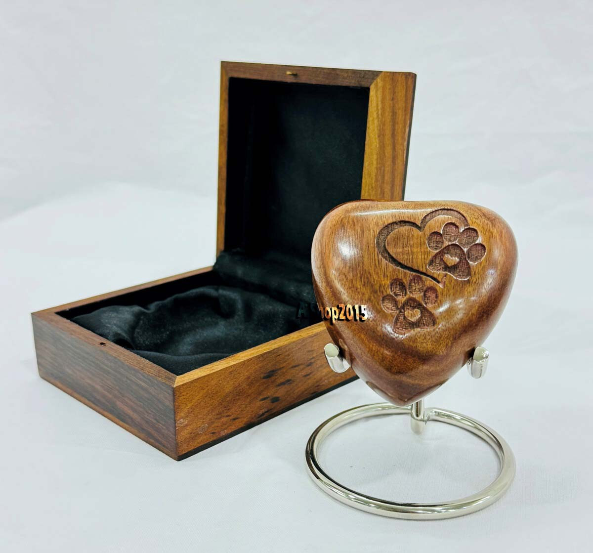 Wooden Heart Urn – Small Keepsake Cremation Urn for Human Ashes – Mini Urn Heart