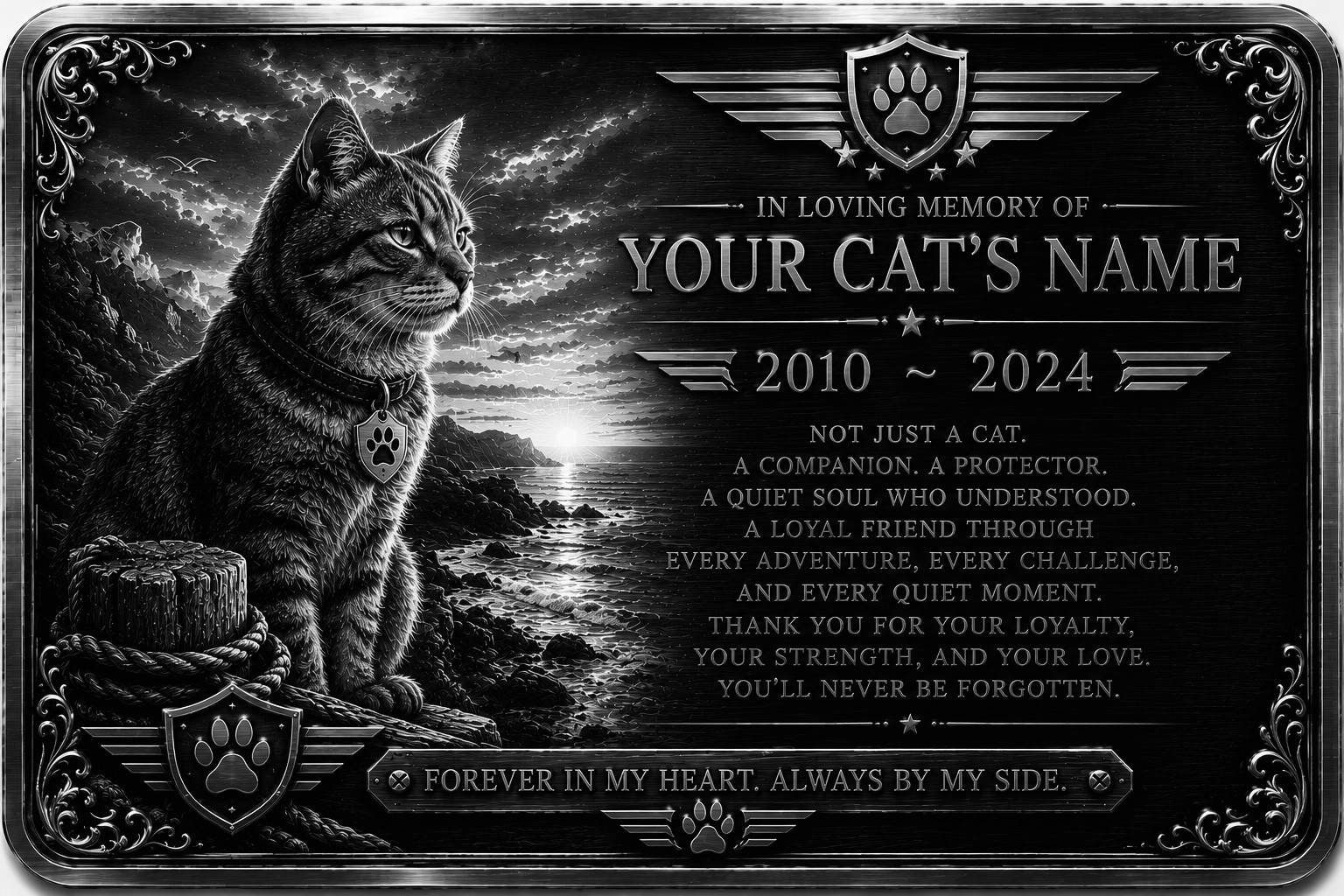 Personalised Pet Memorial Plaque Custom Photo Engraved Aluminium Dog Cat Horse