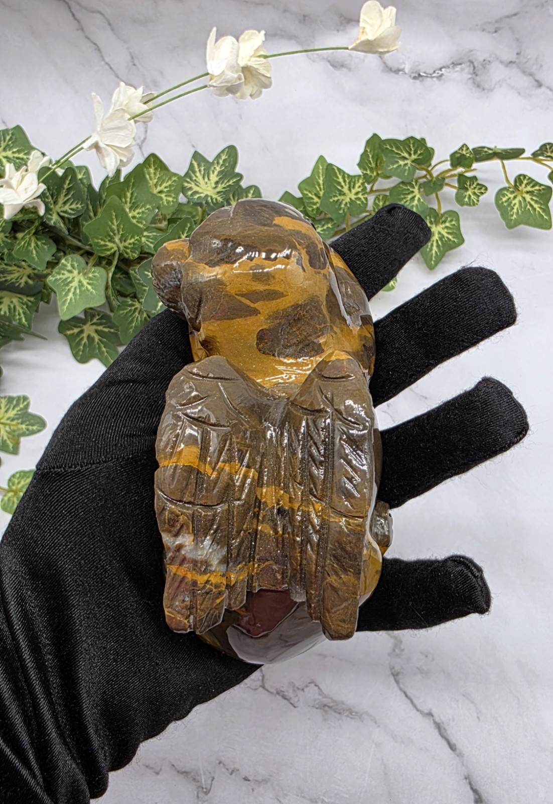 Mountain Jasper Winged Angel Dog – Pet Memorial Statue, Gemstone Pet Loss Gift