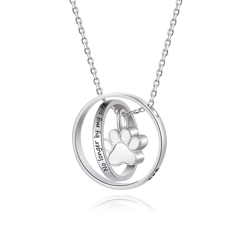 Acjna S925 Sterling Silver Paw Print Urn Necklace No Longer By My Side Forever