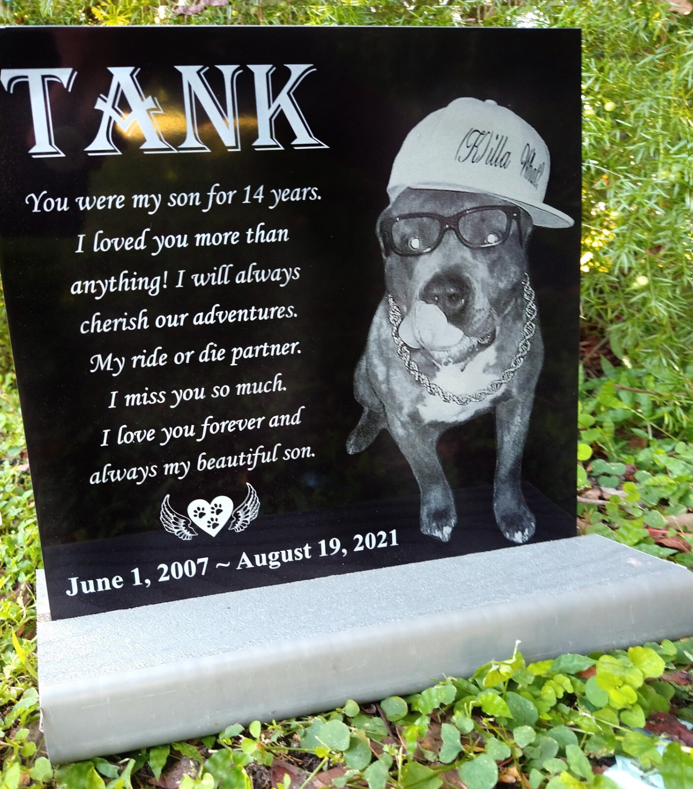 12×12 Tombstone Pet Memorial, pet tombstone, dog headstone, grave marker