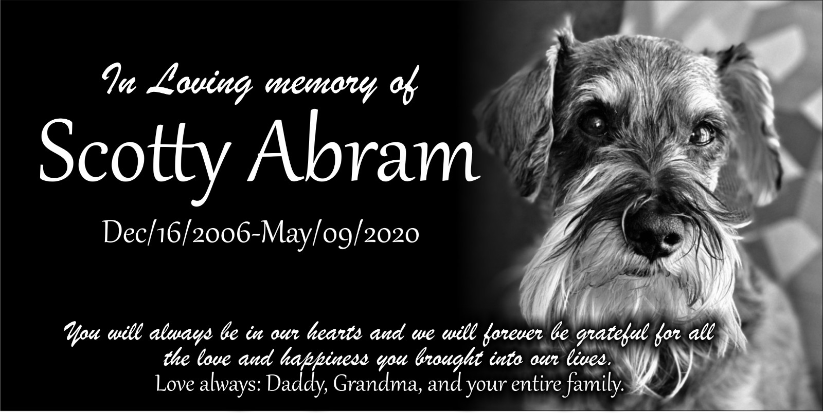 Personalized Pet Stone Memorial Grave Marker Granite Plaque Animal Human dog