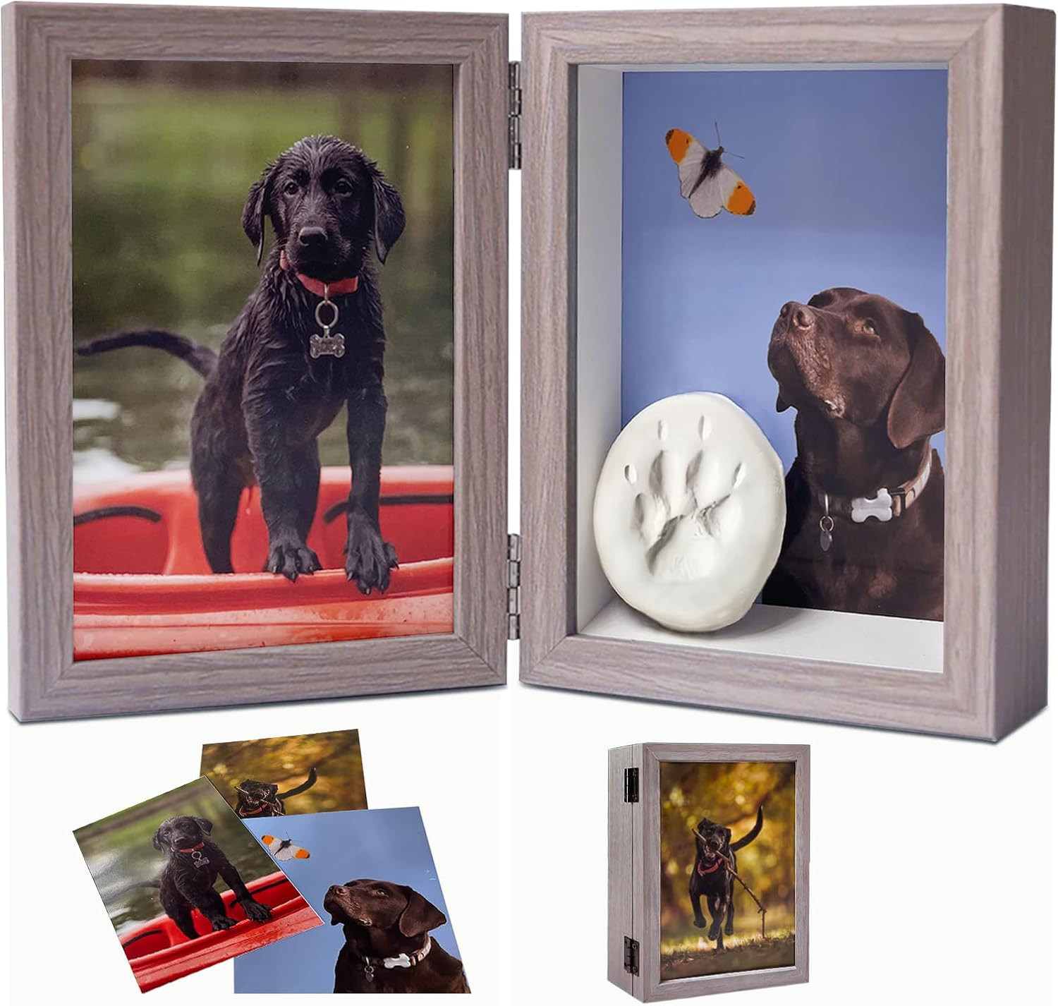 5X7 Pet Memorial Picture Frame Shadow Box for Dogs and Cats Frame Keepsake for 3